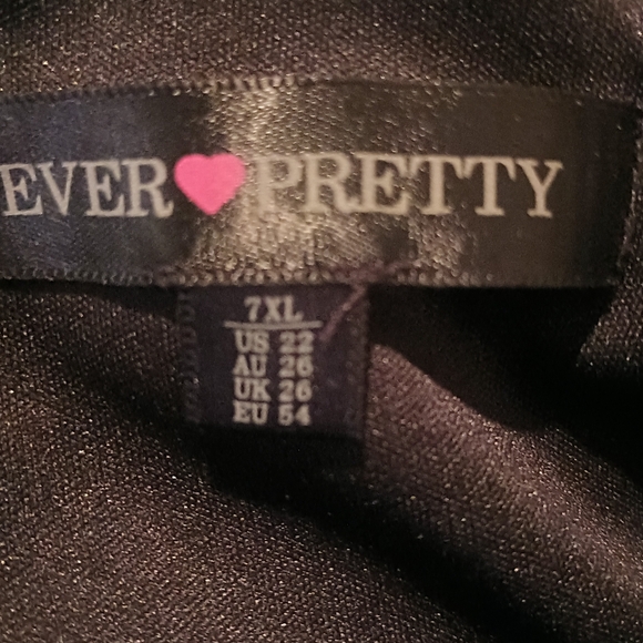 EVER PRETTY 7XL (US 22) LONG BLACK EVENING GOWN PARTY DRESS SHORT SLEEVE - Picture 5 of 7